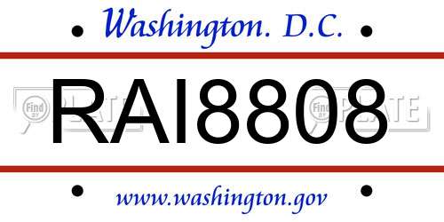 RAI8808 District Of Columbia License Plate