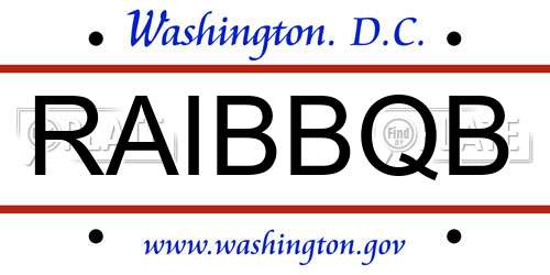 RAIBBQB District Of Columbia License Plate