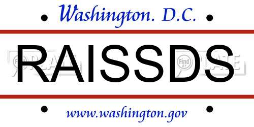 RAISSDS District Of Columbia License Plate