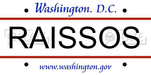 RAISSOS District Of Columbia License Plate