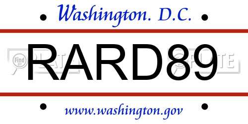 RARD89 District Of Columbia License Plate