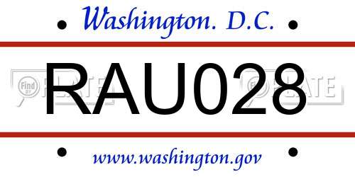 RAU028 District Of Columbia License Plate