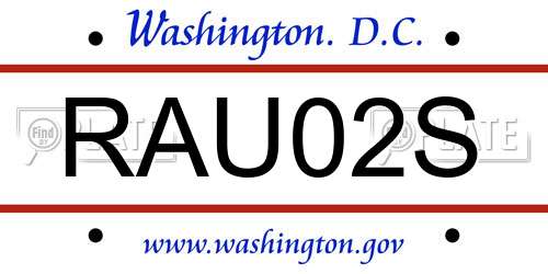 RAU02S District Of Columbia License Plate