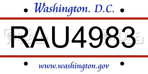 RAU4983 District Of Columbia License Plate