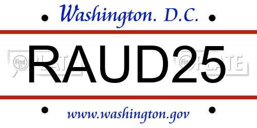 RAUD25 District Of Columbia License Plate
