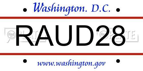 RAUD28 District Of Columbia License Plate