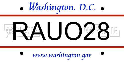 RAUO28 District Of Columbia License Plate