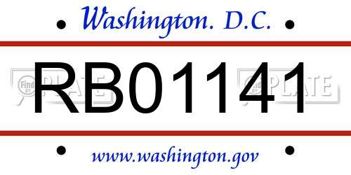 RB01141 District Of Columbia License Plate