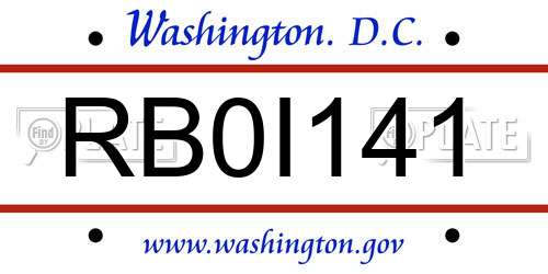 RB0I141 District Of Columbia License Plate