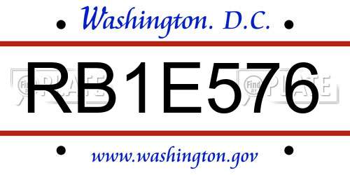 RB1E576 District Of Columbia License Plate