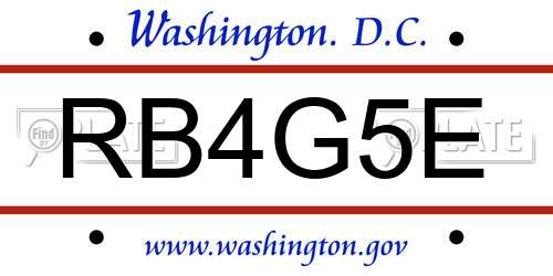 RB4G5E District Of Columbia License Plate