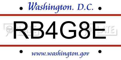RB4G8E District Of Columbia License Plate