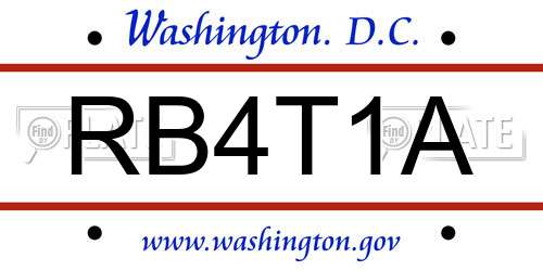 RB4T1A District Of Columbia License Plate