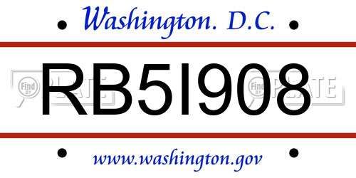 RB5I908 District Of Columbia License Plate