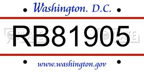 RB81905 District Of Columbia License Plate