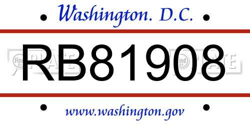 RB81908 District Of Columbia License Plate