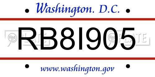 RB8I905 District Of Columbia License Plate