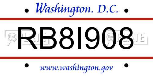 RB8I908 District Of Columbia License Plate