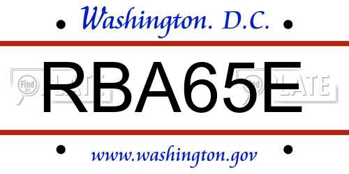 RBA65E District Of Columbia License Plate
