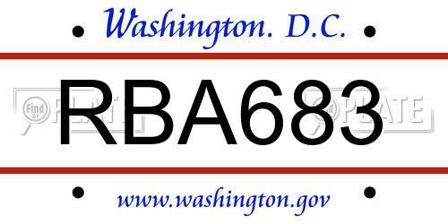 RBA683 District Of Columbia License Plate