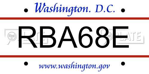 RBA68E District Of Columbia License Plate