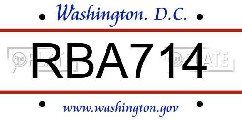 RBA714 District Of Columbia License Plate