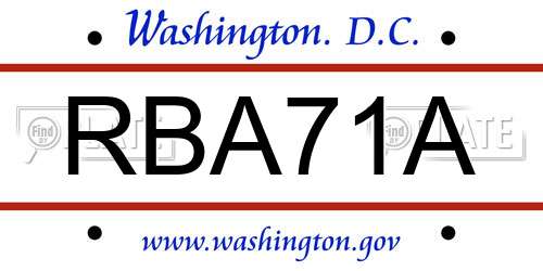 RBA71A District Of Columbia License Plate