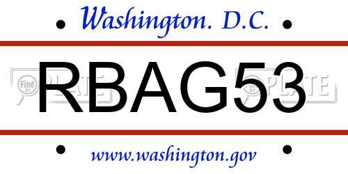 RBAG53 District Of Columbia License Plate