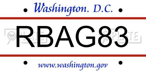 RBAG83 District Of Columbia License Plate