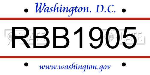 RBB1905 District Of Columbia License Plate