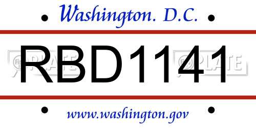 RBD1141 District Of Columbia License Plate