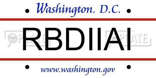 RBDIIAI District Of Columbia License Plate