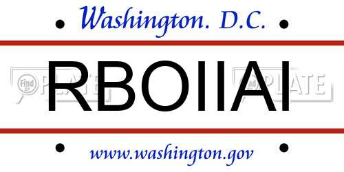 RBOIIAI District Of Columbia License Plate