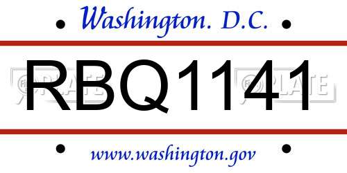 RBQ1141 District Of Columbia License Plate