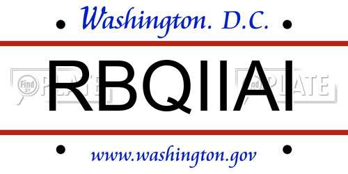 RBQIIAI District Of Columbia License Plate