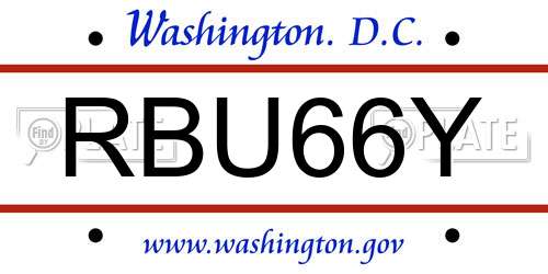 RBU66Y District Of Columbia License Plate