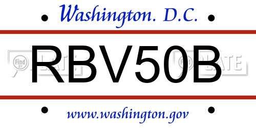 RBV50B District Of Columbia License Plate