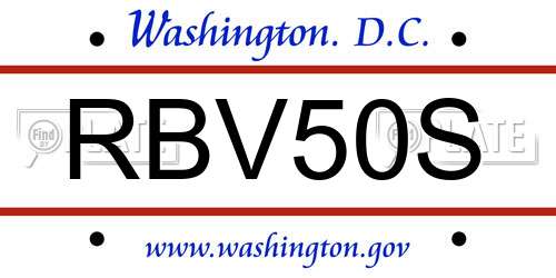 RBV50S District Of Columbia License Plate