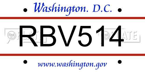 RBV514 District Of Columbia License Plate