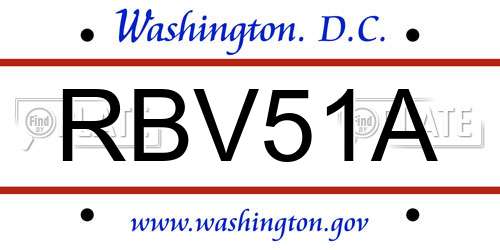 RBV51A District Of Columbia License Plate