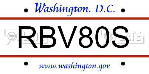 RBV80S District Of Columbia License Plate