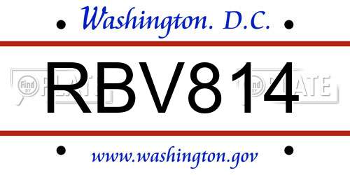 RBV814 District Of Columbia License Plate