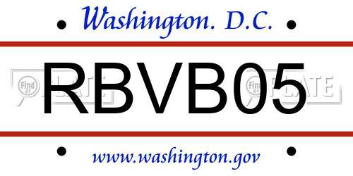 RBVB05 District Of Columbia License Plate