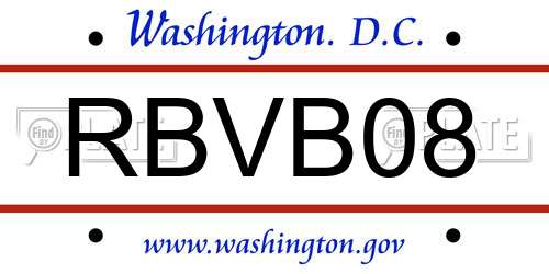 RBVB08 District Of Columbia License Plate
