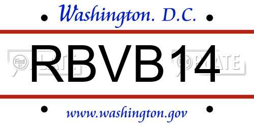 RBVB14 District Of Columbia License Plate