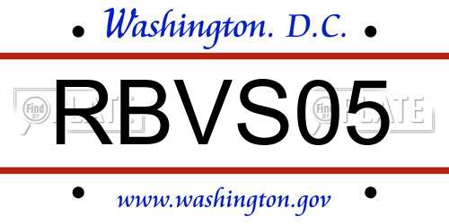 RBVS05 District Of Columbia License Plate