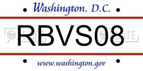RBVS08 District Of Columbia License Plate