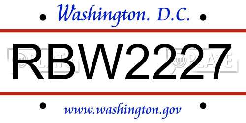RBW2227 District Of Columbia License Plate
