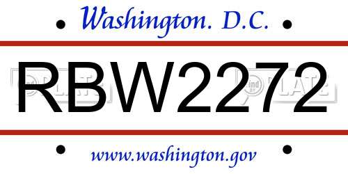 RBW2272 District Of Columbia License Plate