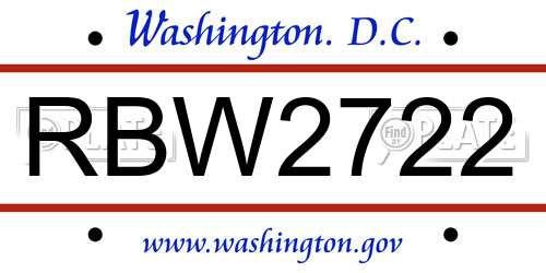 RBW2722 District Of Columbia License Plate